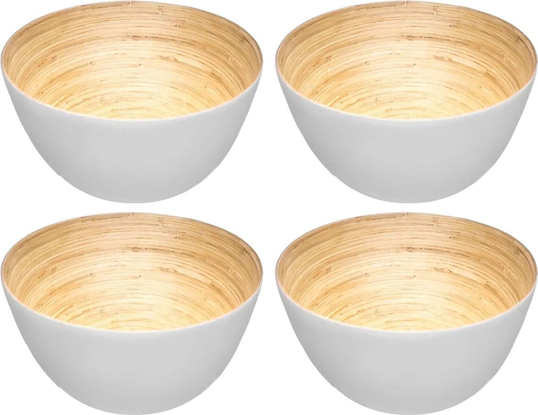 Secret de Gourmet - 4x - Salatschüssel / Servierschälchen - Bambus weiß - D17 cm