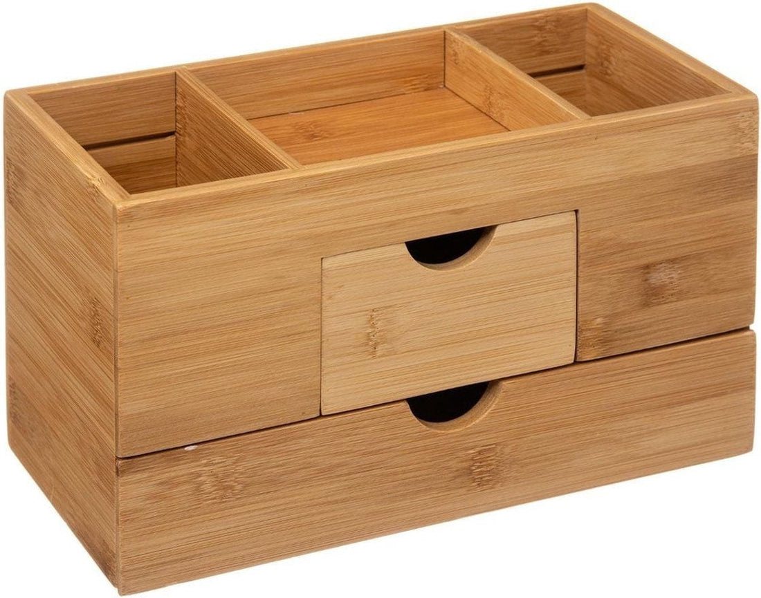5Five make-up organizer van bamboe – sieradenkastje met 3 vakken en 2 lades