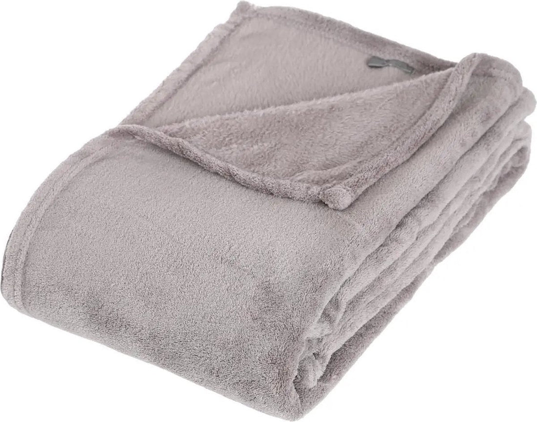 Couverture ou plaid Atmosphera en polaire à poils - gris clair - 125 x 150 cm - polyester - Couverture de canapé - Plaid polaire