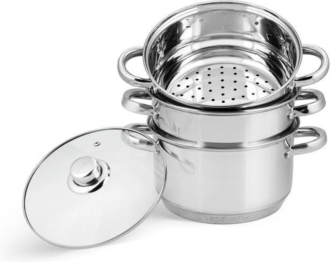 Edënbërg Classic Line - Steamer Pot Set - Ø 20 cm - 4-piece - 9-Layer Bottom!