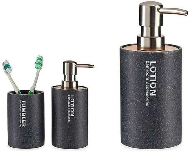 Zeepdispenser antraciet 350 ml – grijs zeeppompje met zilverkleurige pomp