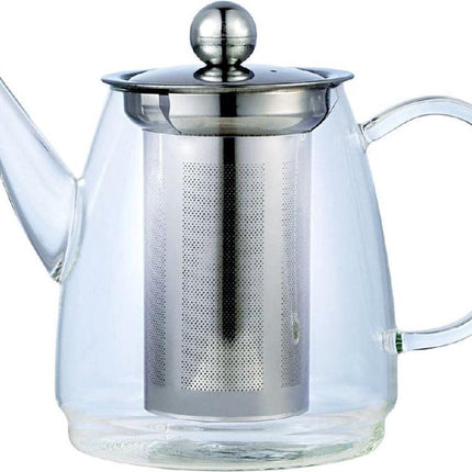 KINGHOFF 4843 - Elegante glazen theepot met RVS filter - 900 ML - hoogwaardig borosilicaatglas - vaatwasserbestendig