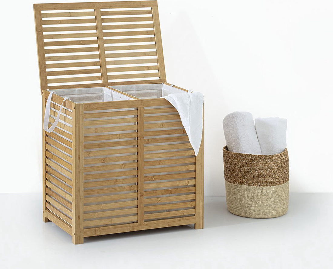 5Five Sicela Double Laundry Basket 100L - Bamboo - 58 x 40 x 60 CM