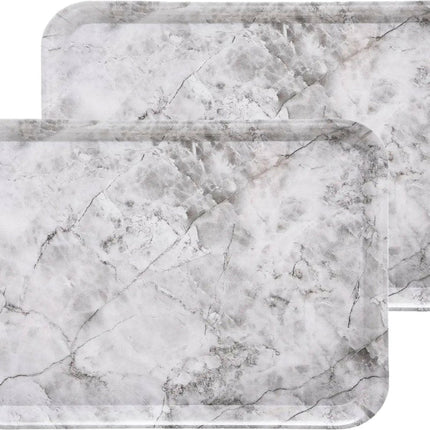5Five Dienblad/serveer tray Marble - 2x stuks - Melamine - creme wit - 33 x 43 cm