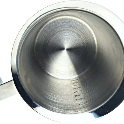 Kinghoff® - Melkopschuimer Handmatig - RVS - 800 ml - Vaatwasserbestendig - Barista - Melkkan - Hittebestendige bodem - Inductie