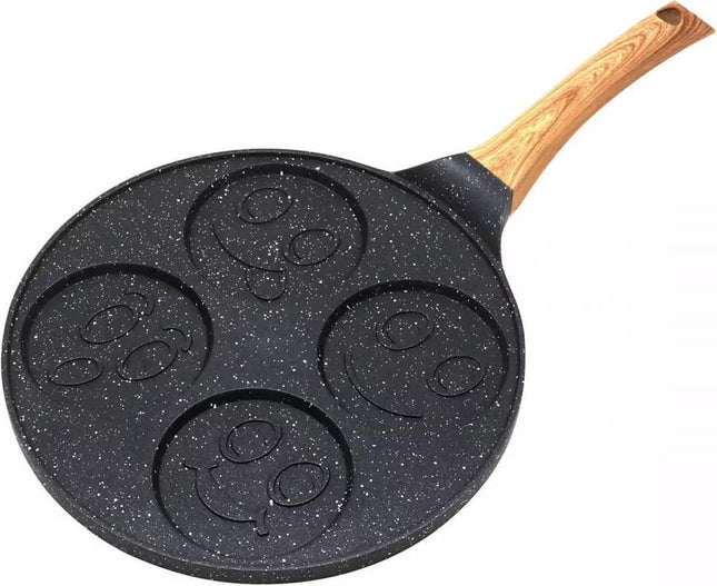 Kinghoff 1666 pannenkoekenpan met gezichtjes – 4 vakken, Ø 26,5 cm