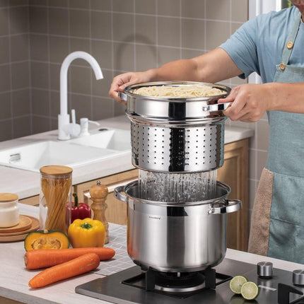 Klausberg 7738 - Kookpan met pasta inzetpan - 2 delig - 24 cm - 7.5 liter - rvs - alle warmtebronnen