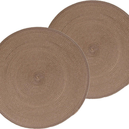 Secret de Gourmet ronde placemat - Set van 4x stuks - taupe - gevlochten kunststof - Dia 38 cm - Onderleggers