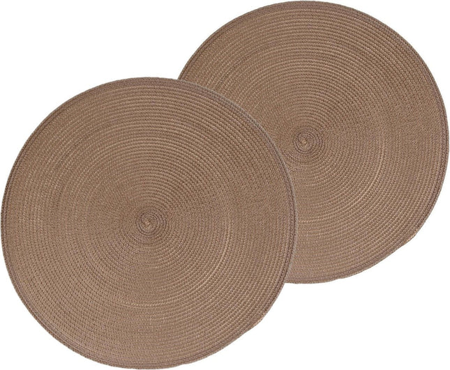 Secret de Gourmet ronde placemat - Set van 8x stuks - taupe - gevlochten kunststof - Dia 38 cm - Onderleggers