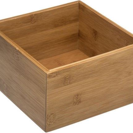 Sieraden/make-up houder/box 18 x 18 x 9,5 cm van bamboe hout - Organizer