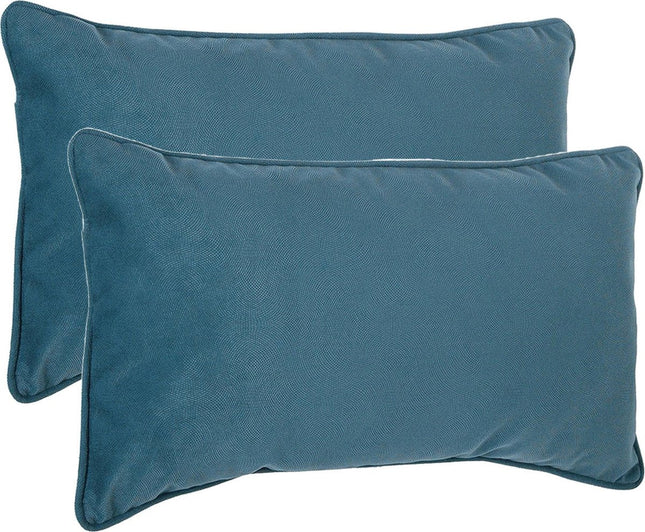 Atmosphera Bank/sierkussens huiskamer Sophia - 2x stuks - 30 x 50 cm - Blauw - polyester - met rits