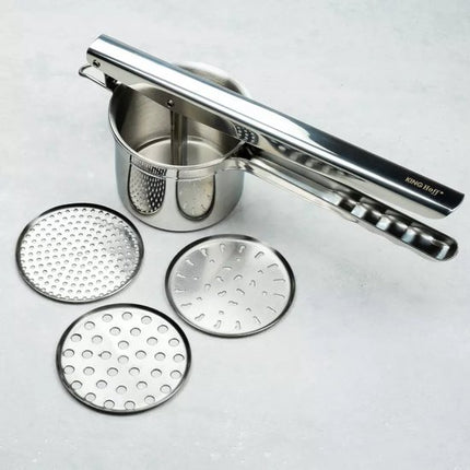 Kinghoff KH1268 Aardappelstamper van RVS - Sterke en Duurzame Stamper voor Snelle en Makkelijke Puree - Geschikt voor de Vaatwasser