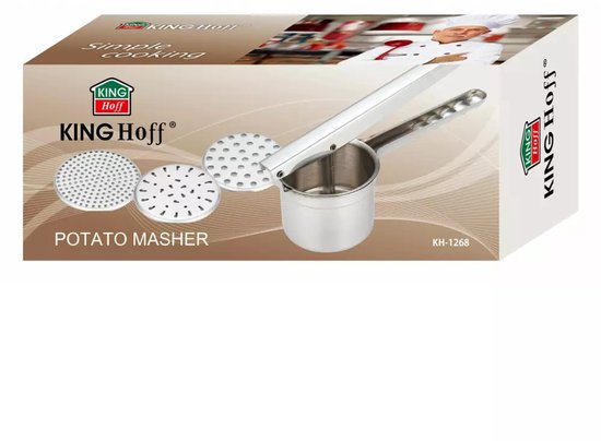 Kinghoff KH1268 Aardappelstamper van RVS - Sterke en Duurzame Stamper voor Snelle en Makkelijke Puree - Geschikt voor de Vaatwasser