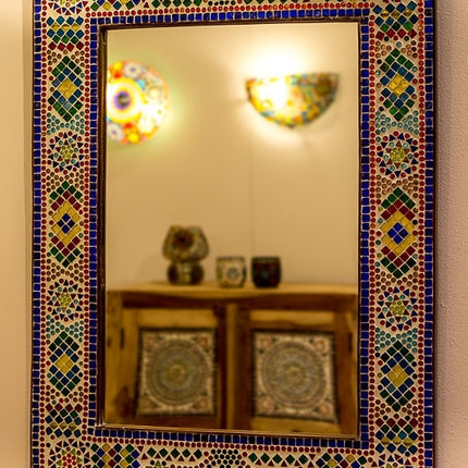 Grote spiegel multi colour met mozaïek frame  80 x 60 cm