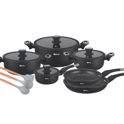 13-Delige Pannenset Inductie -  Speciale Anti-Aanbak Coating - Ergonomische Koudgrepen