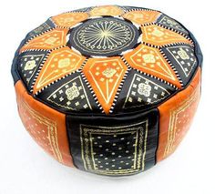 Poef orange/zwart