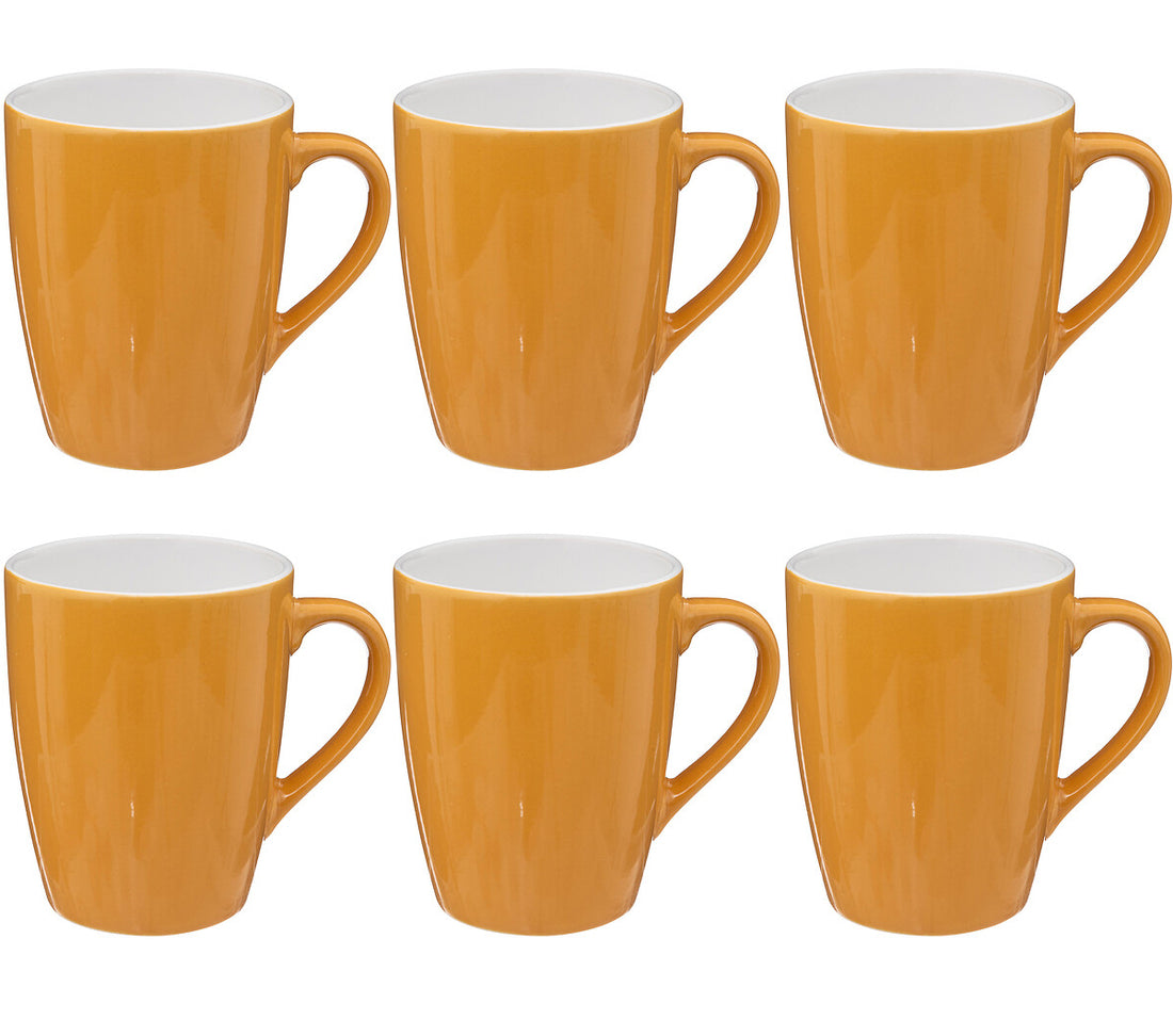 Holland Design koffiebekers met oor – gele mokken van 380 ml, set van 6