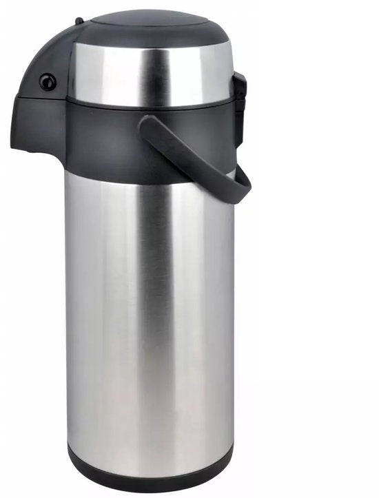 Kinghoff KH1467 tafelthermoskan met pomp – 3 liter, roestvrij staal