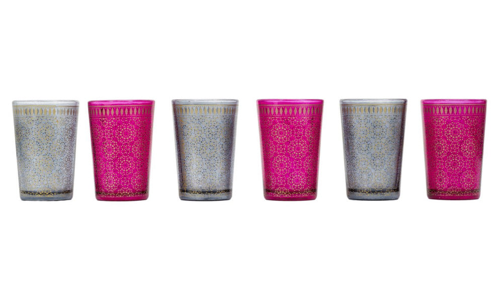 Verres à thé marocains avec motifs, lot de 6