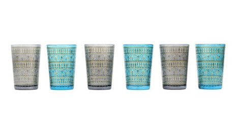 Verres à thé marocains avec motifs, lot de 6