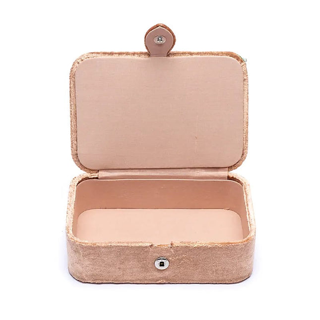 Sieraden / tarotdoos fluweel beige met bloemen