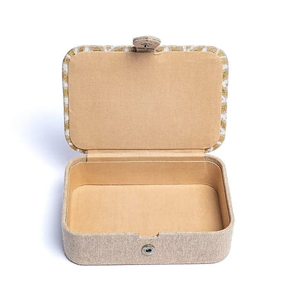 Sieraden / tarotdoos chambray katoen beige/goud met Bloem des Levens