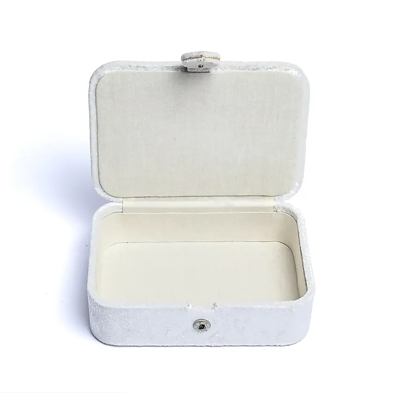Sieraden / tarotdoos fluweel wit met zon en maan