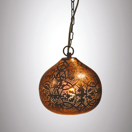 Oosterse hanglamp filigrain stijl Pompoen vintage koper XS