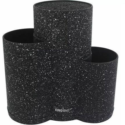 Kinghoff KH1561 - 3-in-1 Messenblok van Marmerlook - Spacebesparend en Stabiel Opbergsysteem voor Messen tot 20 cm - Met Wasbare Binnenkant