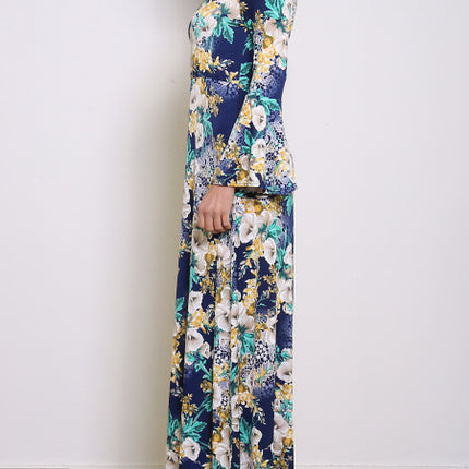 Maxi-jurk bloemen blauw
