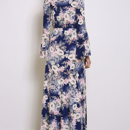 Maxi-jurk bloemen corail