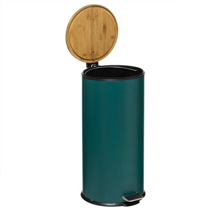 Prullenbak - pedaalemmer Bamboe - metaal - 30 liter