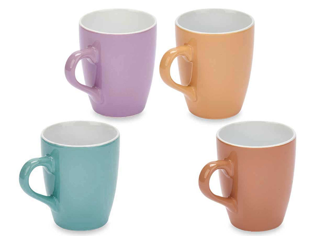 Set of 4 colorful ceramic mugs - 360 ml