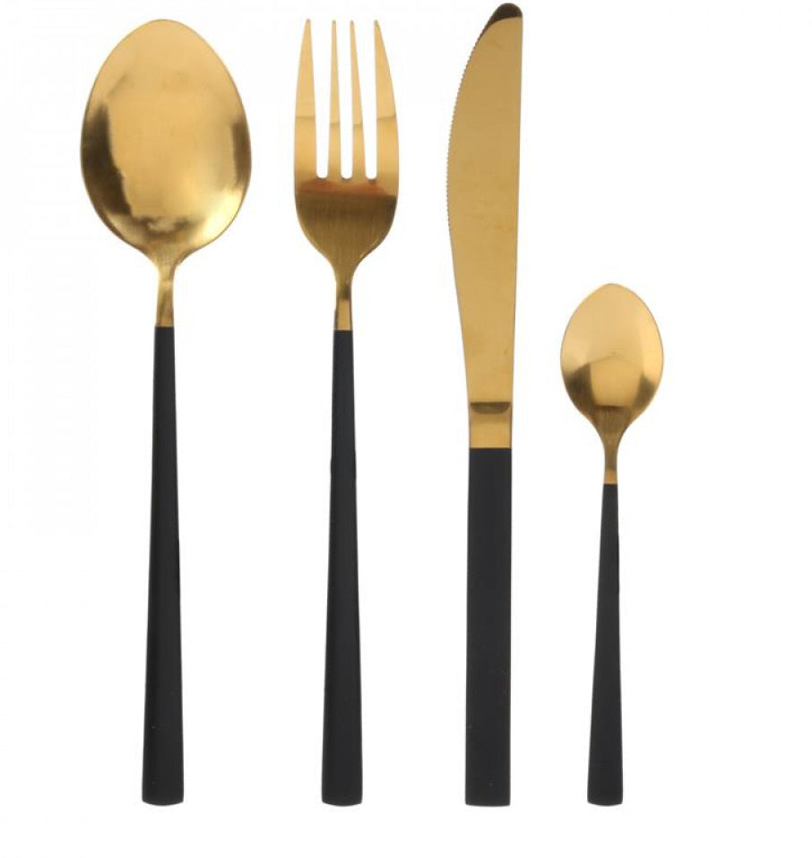 Set de couverts 16 pièces / couverts pour 4 personnes / couverts dorés