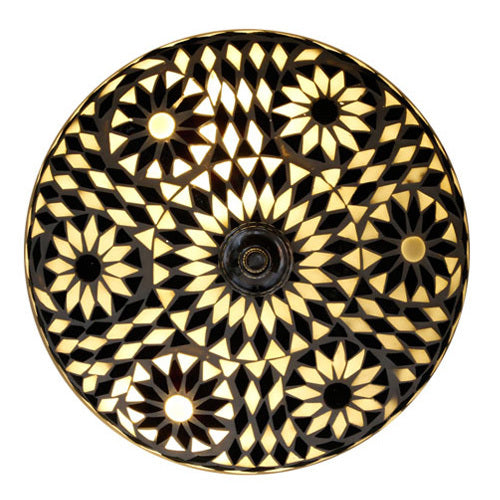 Mediterranean mosaic ceiling lamp 25 cm - black and white