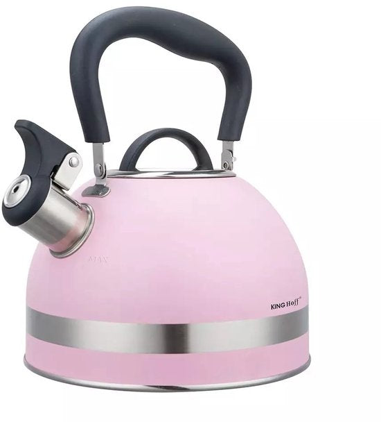 Kinghoff KH1856 Whistling Kettle - Stainless Steel - 1.8 Liters - Suitable for All Heat Sources (Incl. Induction) - Foldable Handle