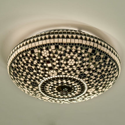 Oosterse mozaïek plafonnière wit zwart Ø 38 cm