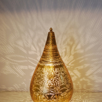 Oriëntaalse tafellamp filigrain style druppel - vintage goud