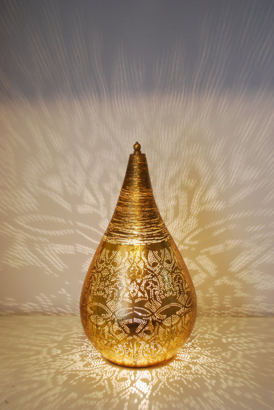 Oriëntaalse tafellamp filigrain style druppel - vintage goud