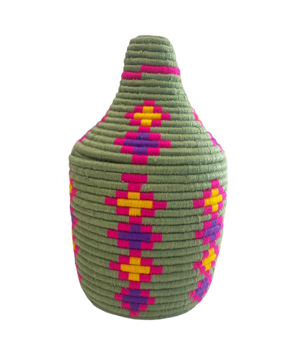 Panier berbère marocain coloré vert