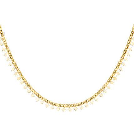 Edelstalen Ketting met Noordster Hangers – Fonkelende Sterren – Goudkleurig – 35 cm