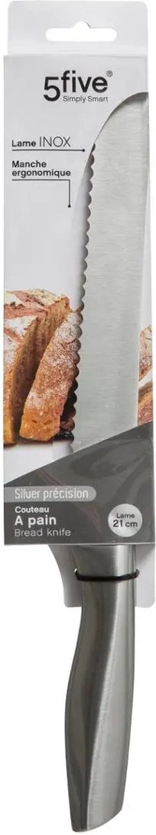 5Five Precision broodmes – RVS met gekarteld lemmet, 34 cm, zilver