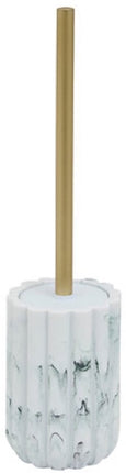 Badkamer Accessoiresset – Moderne Badkamer Accessoires – Zeeppomp 230ml & Toiletborstel Set – Luxe Zeepdispenser & Toiletborstel met Houder – Polyresin – Wit Marmer