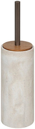 5Five Toiletborstel Como Marble - in houder - kunststeen - wit - 10 x 37 cm - Badkamer/Toilet accessoires