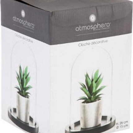 Atmosphera Home decoratie glazen stolp op houten plateau