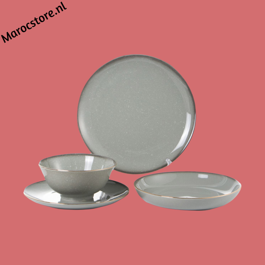 Service de table 24 pièces 6 personnes - gris marbré - Or
