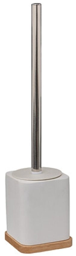 Natureo Badezimmer-Accessoires-Set – Luxus Badezimmer-Set – Badezimmer-Zubehör-Set – WC-Bürste – Zahnbürstenhalter – Seifenspender 300 ml – Polyresin / ESCHE – Weiß