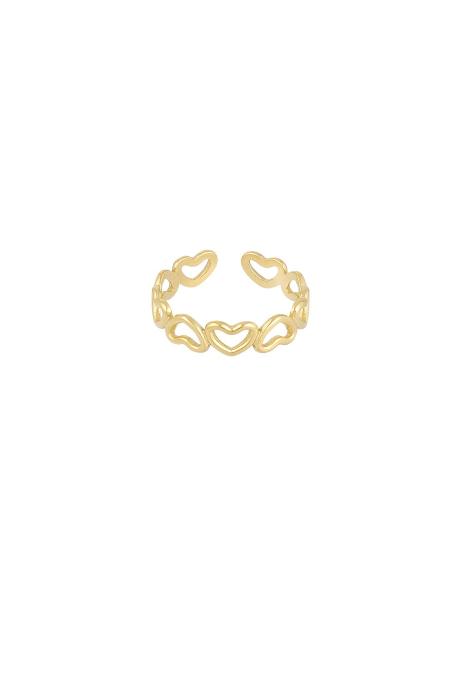 "Love All Over" Ring mit goldenen Herzen - Edelstahl - Einheitsgröße - Romantischer Schmuck - 1,20g - Perfektes Geschenk