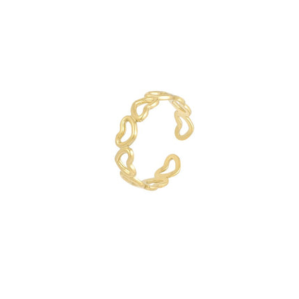 "Love All Over" Gouden Hartjes Ring - Stainless Steel - One Size - Romantisch Sieraad - 1.20g - Perfect Cadeau