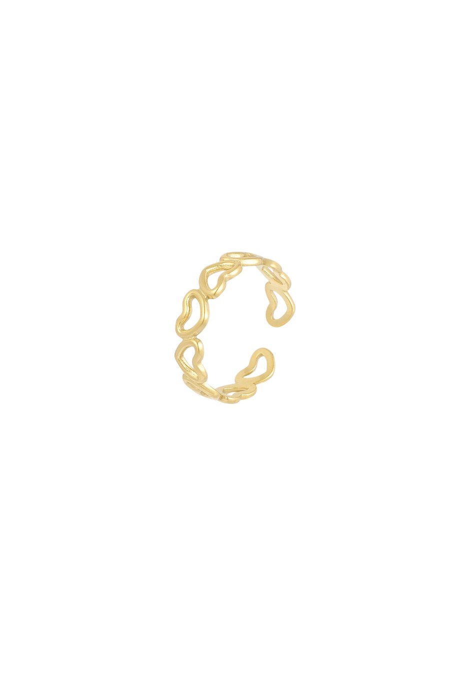 "Love All Over" Ring mit goldenen Herzen - Edelstahl - Einheitsgröße - Romantischer Schmuck - 1,20g - Perfektes Geschenk